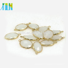 Nouveau Arrivée cristal pendentif 13 * 18mm lait blanc ovale forme K9 verre perles esprit or alliage, k9 cristal fantaisie pierre